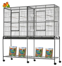 DOUBLE LARGE Flight Birds Treehouse Center Divider Rolling Cage Storage Shelf