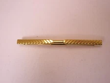 2-9/16" Diagonal Stripe Gentle Curve Gold Tone Vintage LARGE Collar Bar L62