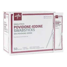 Medline 50 Impregnated Swabstick 10% Strength Povidone-Iodine - MDS093901