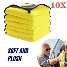 10PC Car Wash Towel 24x12'' Microfiber Plush Cleaning Drying Car Care Soft Cloth