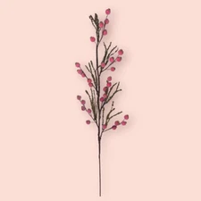 Katherine´S Collection Baies Branche avec Perles Or Rose Noël 70cm