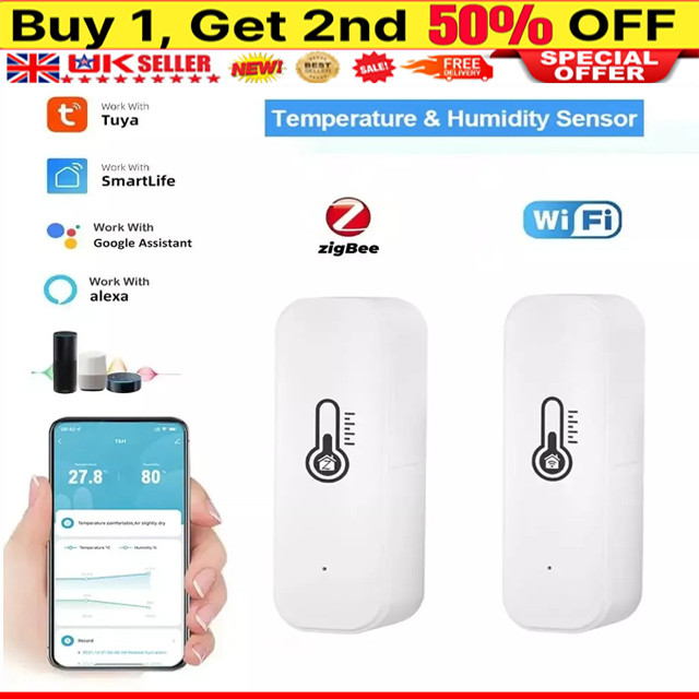 Tuya WIFI Smart Temperature Humidity Sensor Hygrometer Thermometer Backlight