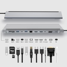 12 in 1 Laptop Docking Stations USB C Hub Docking Station