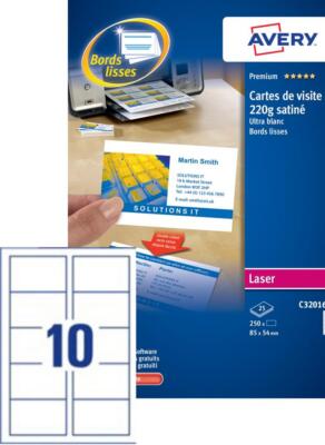AVERY Cartes de visite Quick&Clean, 270 g/m2, satin blanc