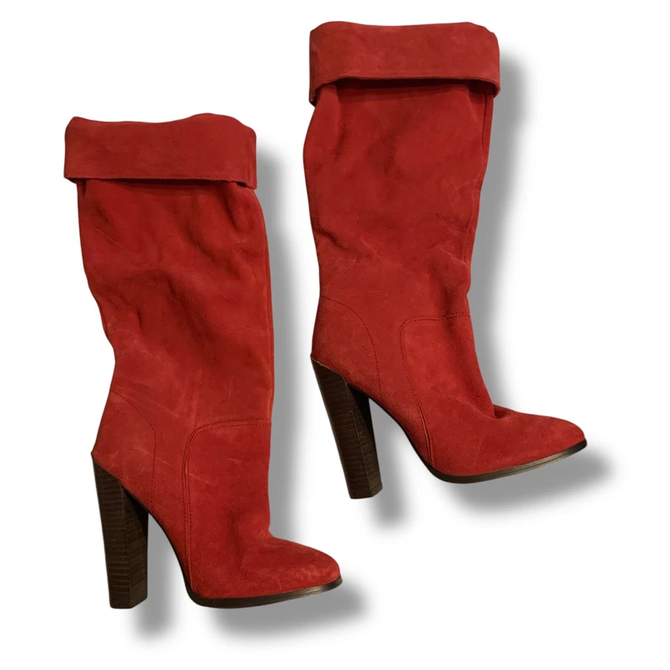 Botas holgadas Colin Stuart for Victorias Secret rojas de gamuza tacón para mujer talla 7 Foto 3 de 4