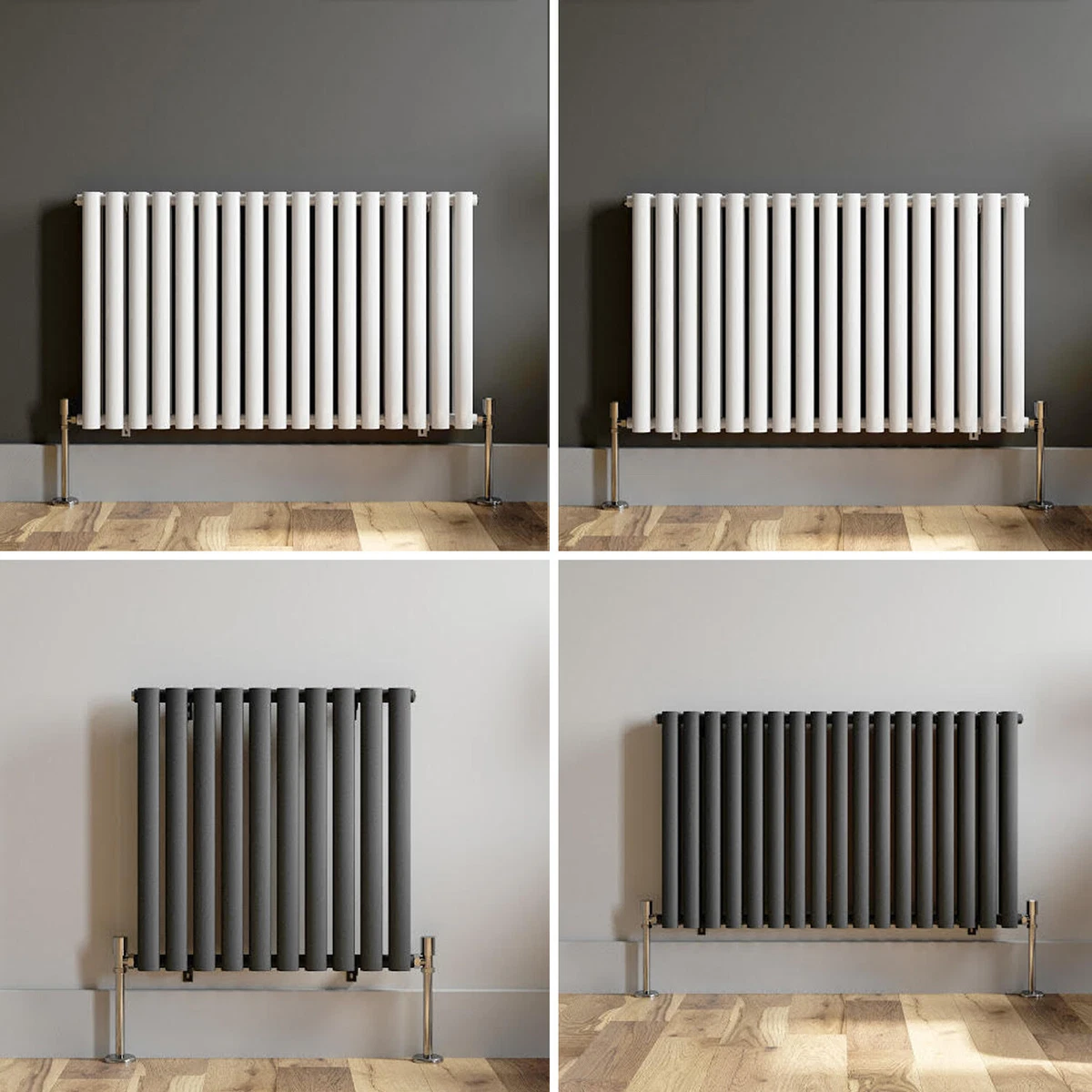 Horizontal Designer Radiator Oval Column Panel Central Heating Anthracite  White | eBay