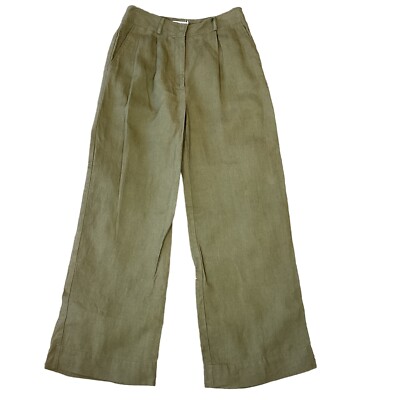 Monoprix Premium Sz 36/US 5 Woven Olive Green Cropped