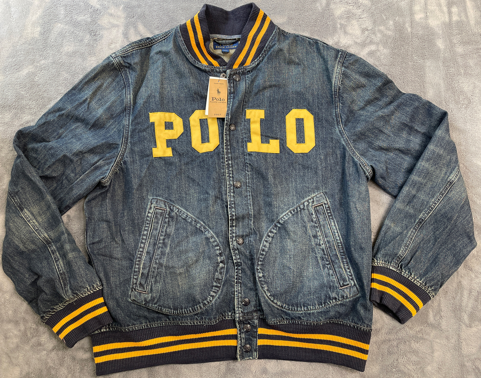 Introducir 45+ imagen polo ralph lauren denim letterman jacket