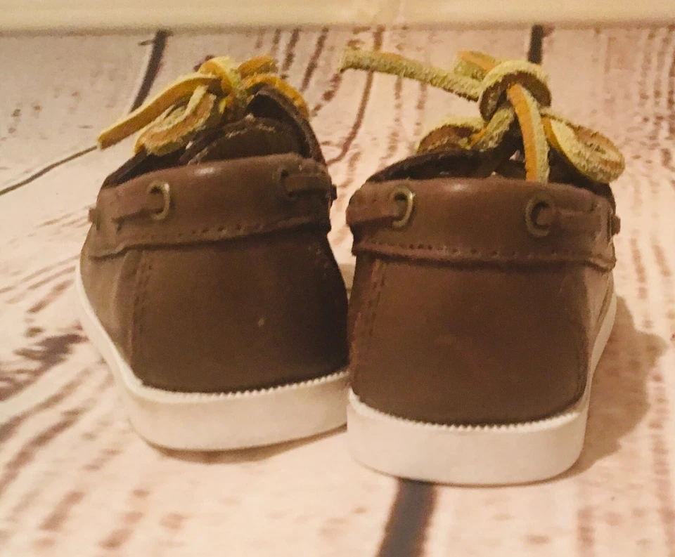Janie & Jack Niños Barco Cuero Zapatos Mocasines Marrón Corbata Talla 4 Niño Bebé Usado en Excelente Condición Foto 4 de 4