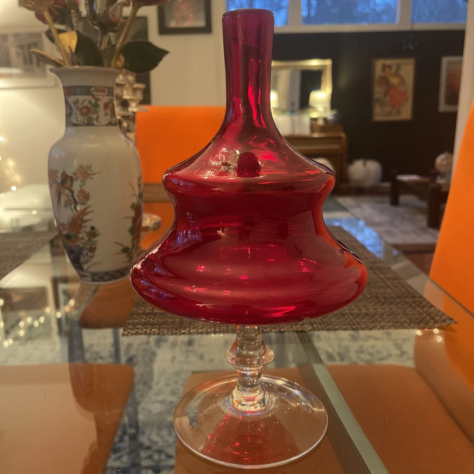 1950s Ruby Red Italian Art Glass Decanter, Possibly Empoli - Image 2 of 4