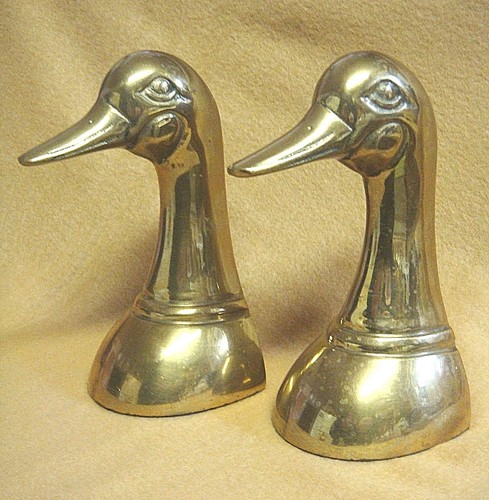 VINTAGE MESSING ENTE BOOKENDS - Schwer & Schön - Bild 3 von 9