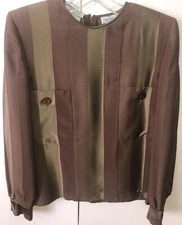 Valentino 100% Silk Brown With Gold Undertone Colors, Sz 8, Front Pockets, Italy
