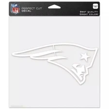 New England Patriots 8"x8" White Auto Decal [NEW] NFL Car Sticker Emblem Truck
