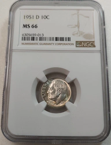 1951-D Roosevelt Dime 10C NGC MS 66 #6305659-013