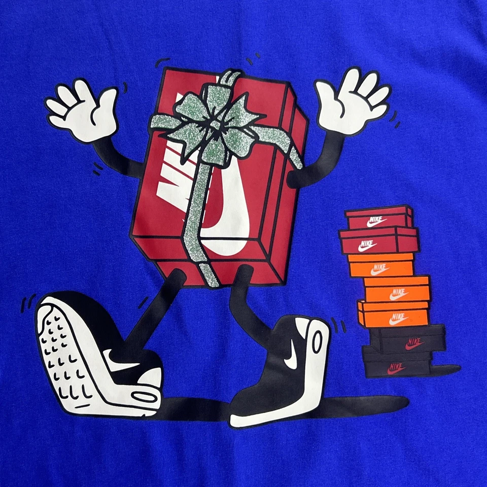 Nike Kids спортивная одежда напечатано длинным рукавом футболка, синий подарок коробка, размер S, новый с Ярлыками - Изображение 3 из 4