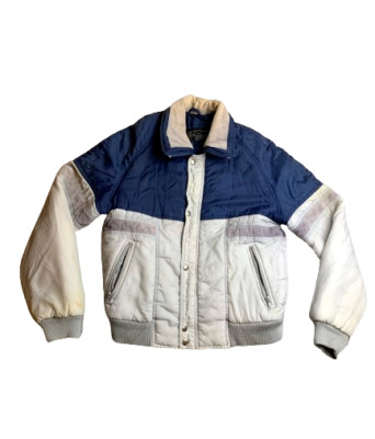 VTG Current Seen Jacket Adult Small Blue Ivory Zip Up Snap Ski Snow Coat Mens