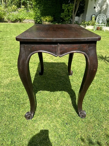 Antique Mahogany French Style Side Table With Shaped Top & Cabriole Legs - Picture 2 of 4