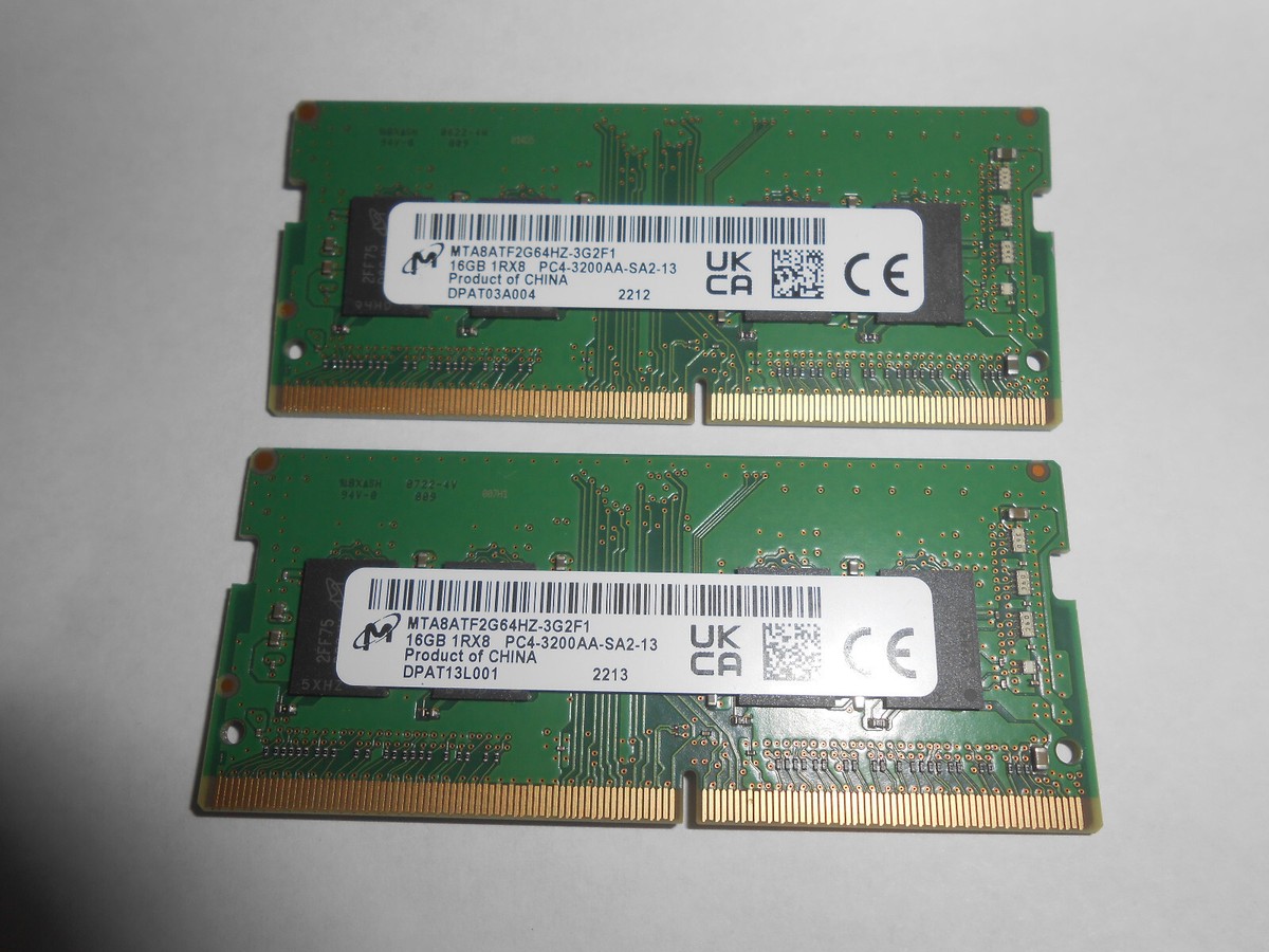 32GB Micron 2x 16GB RAM DDR4 3200 Mhz PC4-3200AA SO DIMM