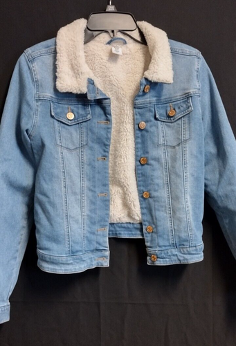 Youth Denim Coat With Sherpa Faux Fur US Youth Size 11 - 12 - Picture 8 of 8