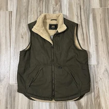 NWT LEE Sherpa Lined Canvas Vest Dark Olive Mens Size M Workwear Outdoor Utility