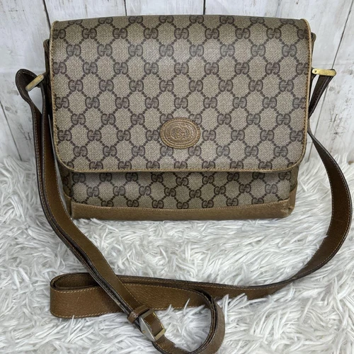 Sac bandoulière GUCCI GG Supreme cuir ancien Gucci marron 56 authentique