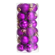 Juego de 24 bolas colgantes irrompibles adornos de Navidad de 1,1" (púrpura)