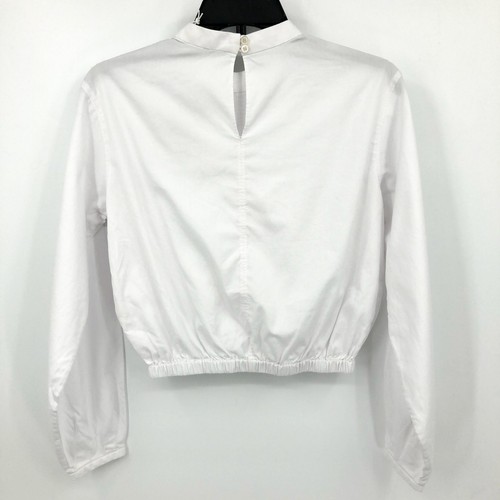 EVERLANE Women's The Mockneck Bubble Top XXS White Balloon Sleeves NWT - Picture 5 of 10