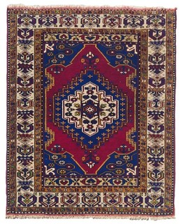 Authentic Hand Knotted Vintage Turkish Wool Area Rug 4.3 x 3.2 Ft