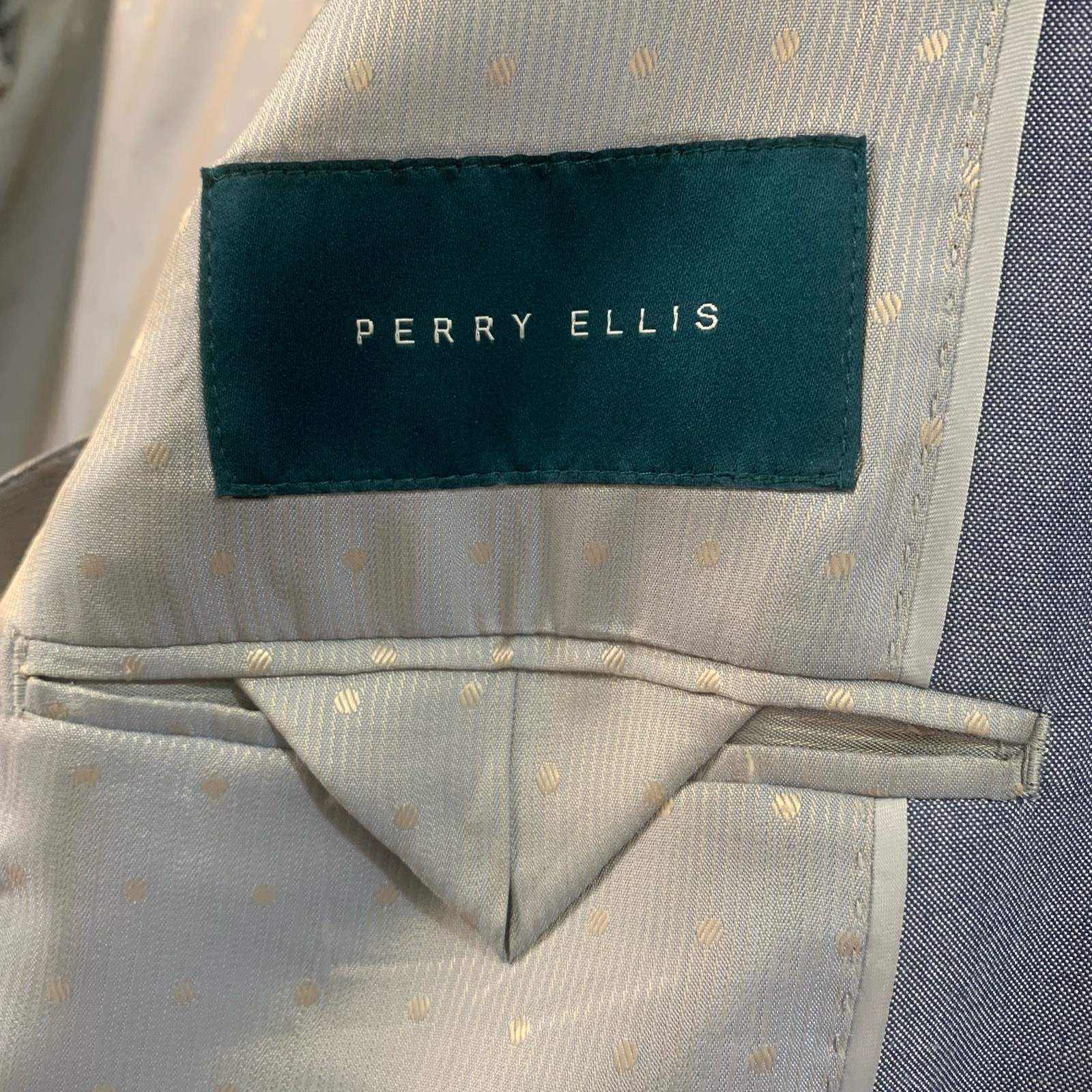 Perry Ellis Siz 40R Men's Slim Fit Sport Coat Blazer Jacket Blue