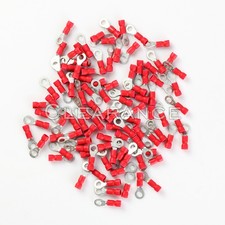 Red #8 Wire Ring Terminals Vinyl 22-16 Gauge Car Audio Connectors 100 Pack