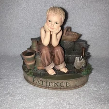 Kathy Killip For Demdaco 2002 Vintage Virtues Resin Figurine Patience Boy