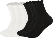Ruffle Socks Women Cotton Socks Cute White Socks for Women Girls Lettuce Edge So