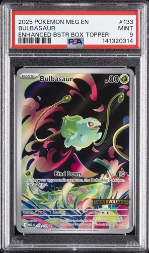 2025 POKEMON MEG EN-MEGA EVOLUTION ENHANCED BOOSTER BOX TOPPER BULBASAUR PSA 9