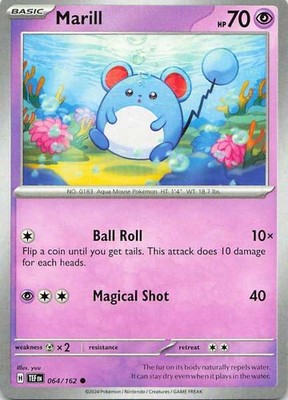 Marill 064/162 Pokemon Temporal Forces Common NM Pokemon TCG