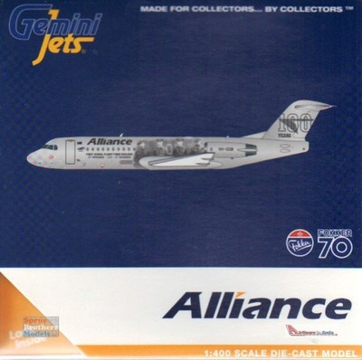 GEMGJ1997 1:400 Gemini Jets Alliance Fokker 70 Reg #VH-QQW 'Vickers Vimy 100
