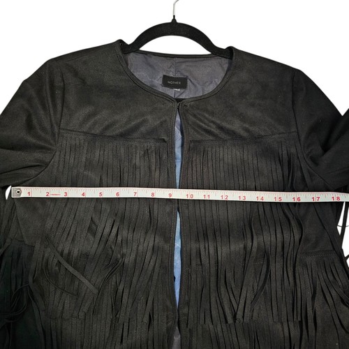 Mother The Welt Double Fringe Jacket Black Faux Suede Fringe Benefits Small - Picture 7 of 9