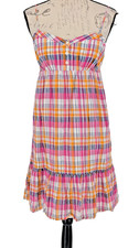 OLD NAVY PLAID Sundress MEDIUM 55 Linen 45 Cotton-Cotton Lining-Baby Doll