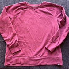 Eddie Bauer Womens L Legend Wash Sweatshirt Red Crew Neck Lightweight Pullover