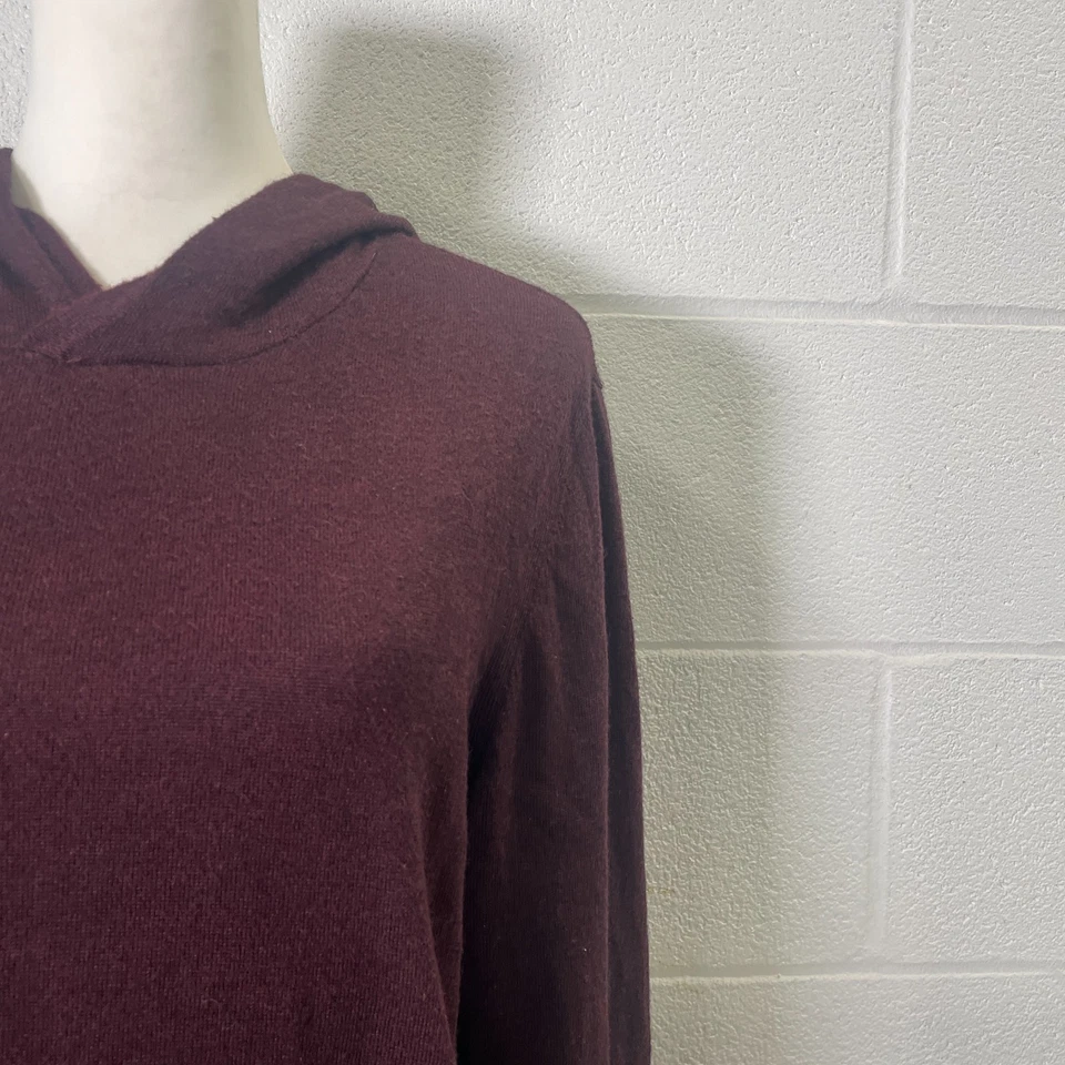 Sudadera con Capucha Express Para Mujer L Granate Mezcla de Lana Merino Calce Ajustado Manga Larga Pullover Foto 4 de 4