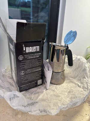 Bialetti Venus 4 Cup Stovetop Espresso Maker Stainless Steel Silver Black