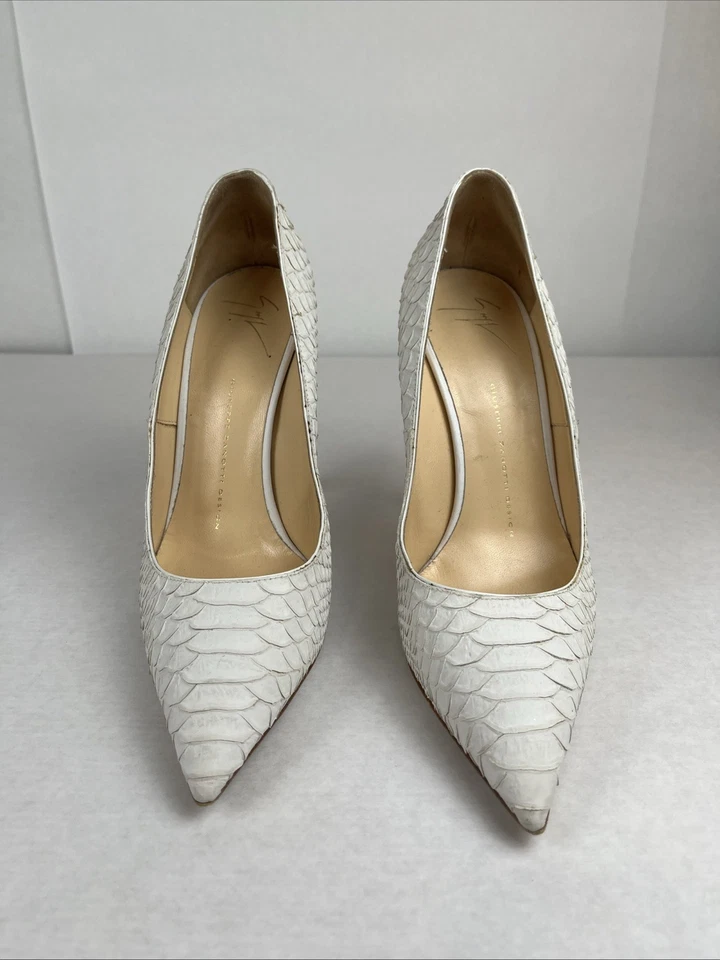 GIUSEPPE ZANOTTI White Snake Skin Embossed Heels Size 40 - Image 2 of 4