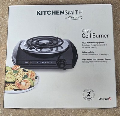 KitchenSmith by Bella Single Coil Burner 1000W Adjustable Electric Black Metal