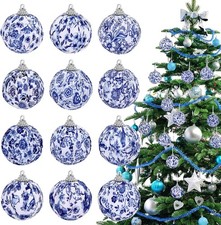 12 Pcs Christmas Blue and White Ball Ornaments 2.36inch, 2.36 Inch