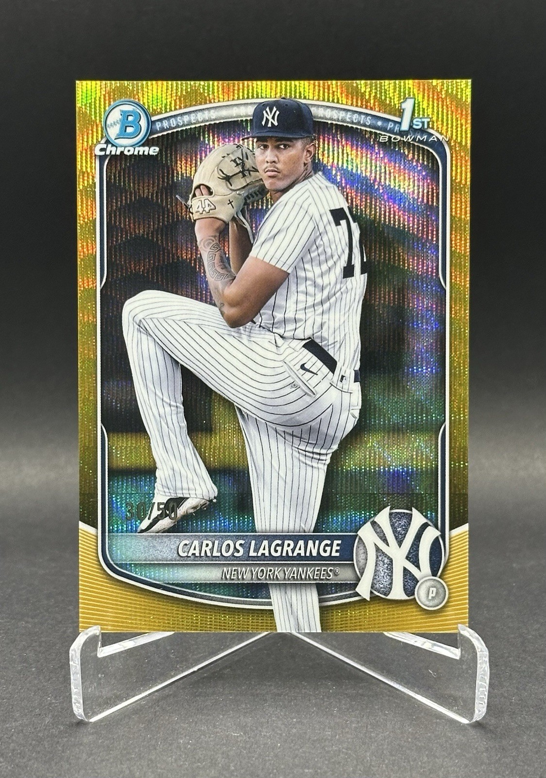 2025 Bowman Chrome BCP-202 Carlos Lagrange 1st Bowman GOLD WAVE 30/50 Yankees