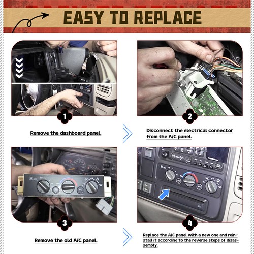 AC Heater Climate Control Switch 16238895 For Chevy GMC C1500-C3500 K1500-K3500 - Picture 3 of 12