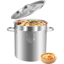 Stainless Steel Deep Soup Pot Induction Heavy Duty Cooking Pot Kitchenware 13QT