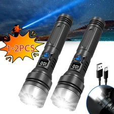 1-2X 99000000Lm LED Flashlight Rechargeable Super Bright Work Light Flashlights