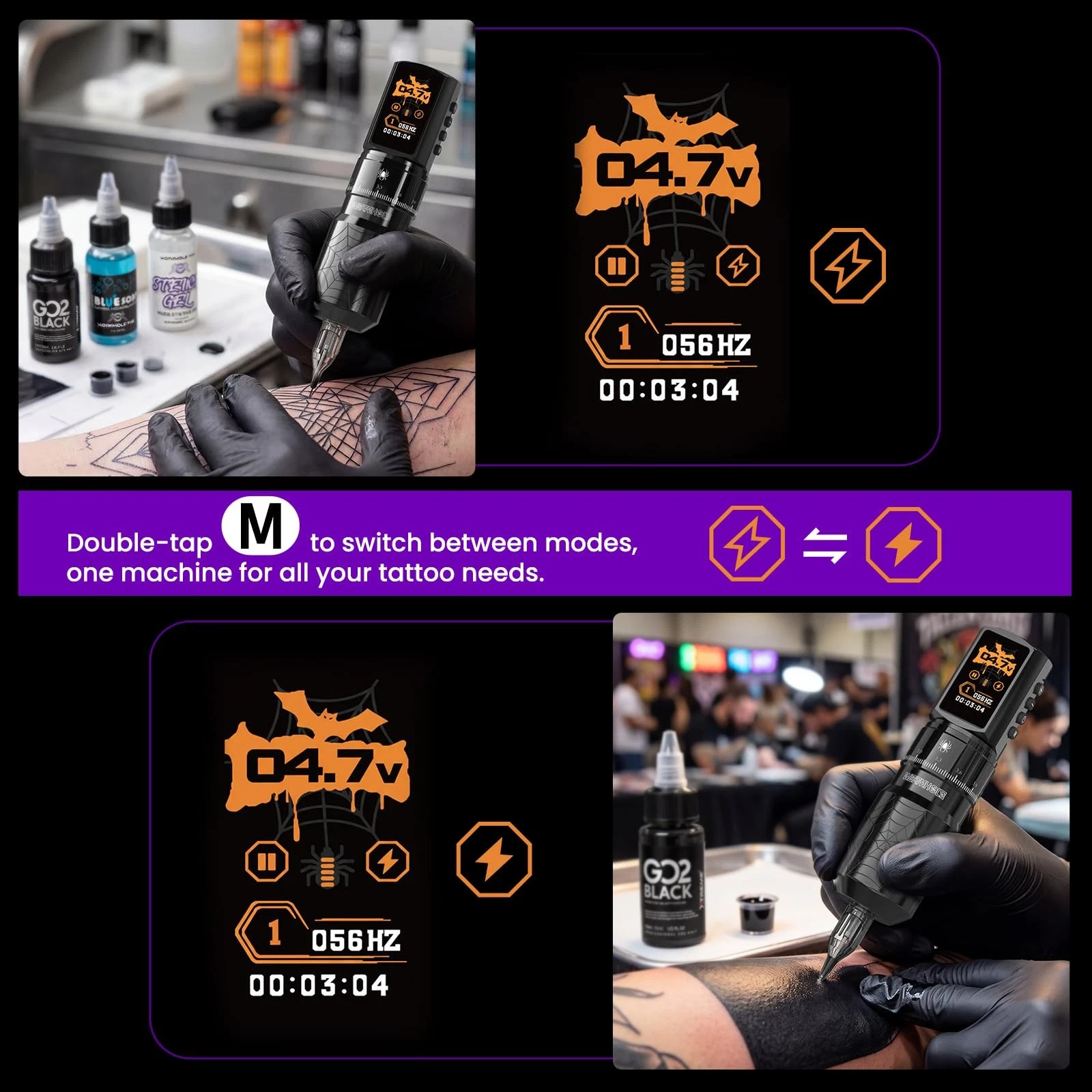 Wormhole 2 PCS 2300mAh Batteries Tattoo Gun Wireless Tattoo - product detail image 6