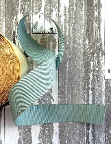 Vintage Grey Blue Colonial Quality Grosgrain Ribbon 7/8" wide - 1 yard