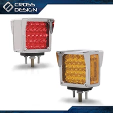 Fender Turn Signal Marker Light 2Pcs Square 52 LED Dual Face Stud Mount Pedestal